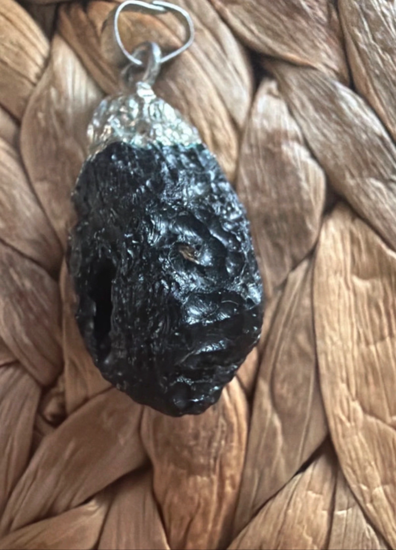Handmade pendant with natural black tektite 🖤 – photo 3